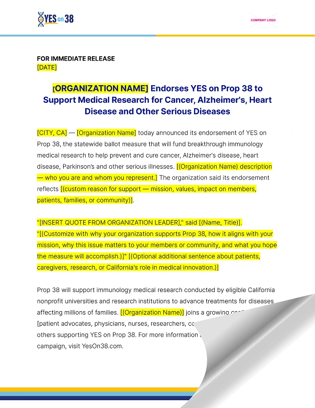News release template preview